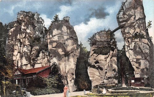 Externsteine im Teutoburger Wald, Landseite, mit Zudruck ngl 186.204