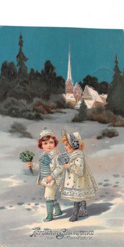 Glückwunsch zum neuen Jahre Glitzerkarte feldpgl1915 186.876