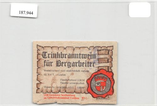 Senftenberg (Niederlausitz) Trinkbrantwein-Etikett ngl 187.944