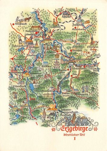 Landkarten-AK Erzgebirge Westlicher Teil I ngl 188.253