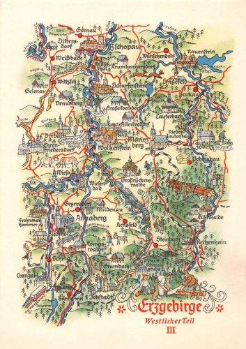 Landkarten-AK Erzgebirge Westlicher Teil III ngl 188.255