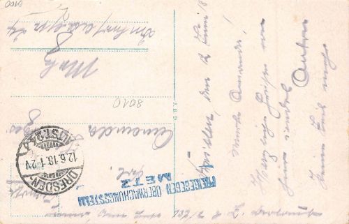 I. WK Zensurstempel Überwachungsstelle Metz gl1918 189.084