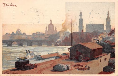 Dresden Elbpanorama Künstlerkarte sign. Kley gl1911 189.098