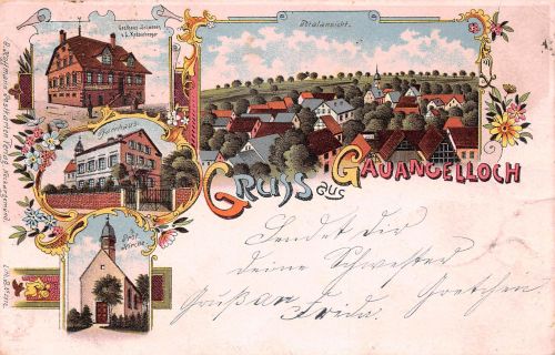 Gauangelloch Litho Mehrbildkarte gl1900 190.093