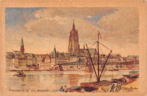 Frankfurt/Main Am Mainufer Künstlerkarte sign. ngl 190.166