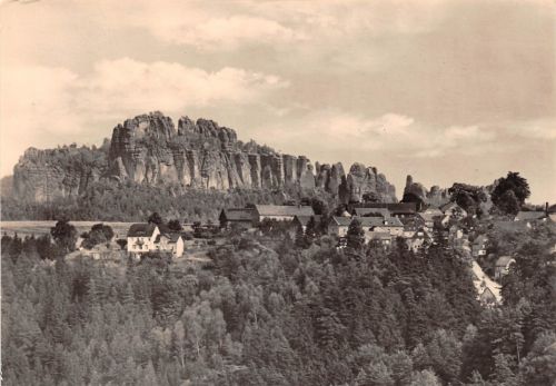 Bad Schandau-Ostrau mit den Schrammsteinen gl1964 191.233