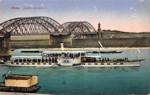 Riesa a.d. Elbe Schiff Kaiser Wilhelm II. feldpgl1916 191.510