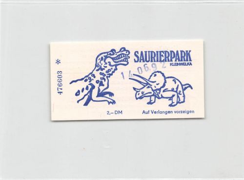 Großwelka Sauriergarten Eintrittskarte Rückseitig mit Werbung ngl 192.234