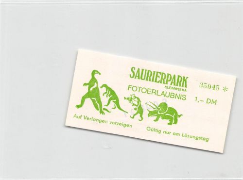 Großwelka Sauriergarten Eintrittskarte Rückseitig mit Werbung ngl 192.235