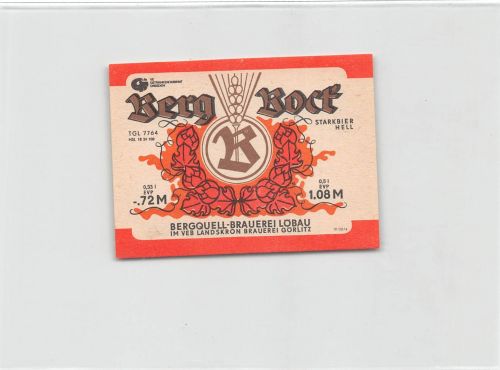 Löbau i.Sa. Bergquell-Brauerei Flaschenetikett keine AK ngl 192.660