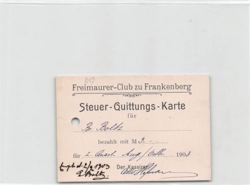 Frankenberg i.S. Steuer-Quittungs-Karte Freimaurer-Club ngl 193.387