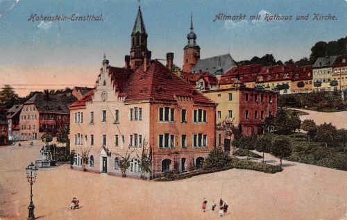 Hohenstein-Ernstthal Altmarkt mit Rathaus gl1919 193.388