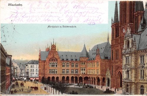 Wiesbaden Marktplatz mit Töchterschule feldpgl1915 193.570