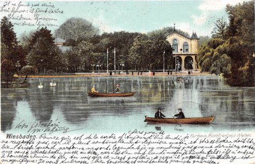 Wiesbaden Kurhaus Rückfront mit Weiher gl1903 193.639