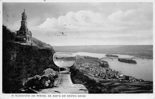 Rüdesheim a. Rhein Nationaldenkmal, Postwerbestempel "Austausch-Lager gl1938 193.784