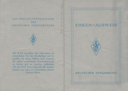 Diez-Aull Deutscher Sängerbund Ehrenausweis ngl 194.212