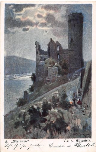 Bingen am Rhein Burg Ehrenfels Künstlerkarte sign. gl1904 195.419