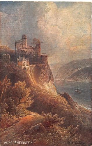 Burg Rheinstein Panorama Künstlerkarte ngl 195.469