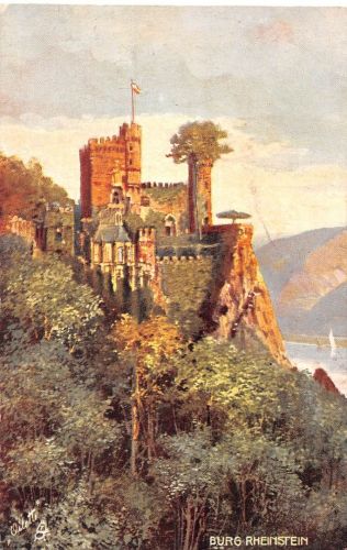 Burg Rheinstein Panorama Künstlerkarte ngl 195.470