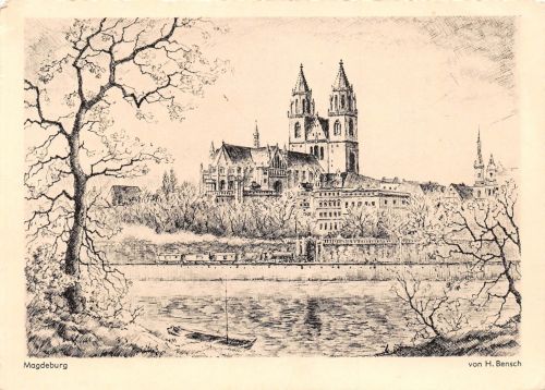 Magdeburg Dom Teilansicht Künstlerkarte ngl 196.126