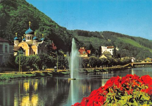 Bad Ems Russ.Kirche und Fontäne auf der Lahn gl1986 196.244