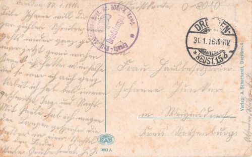 Militär-Briefstempel I.WK "II. Ersatz-Batl…" gl1916 196.463