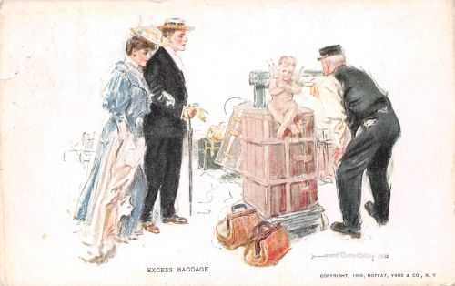Humor Excess Baggage USA Künstlerkarte sign. gl1909 196.479