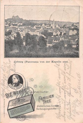 Reklame Dr. E. Weber`s vegetablischer Familien Thee, Coburg gl1900 196.560