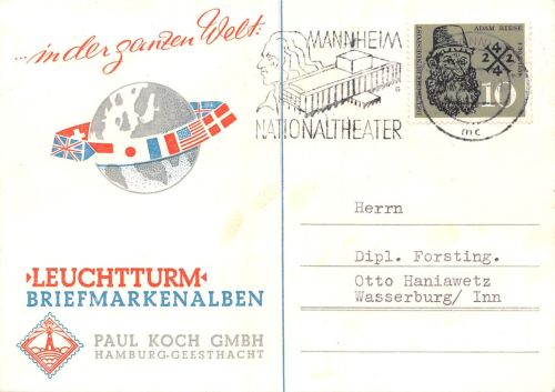 Reklame "Leuchtturm" Briefmarkenalben Paul Koch GmbH Hamburg gl1959 196.567