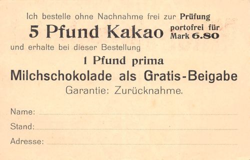 Hamburg Postkarte (Rückantwort) an Gustav Westphal, Kakao ngl 196.632