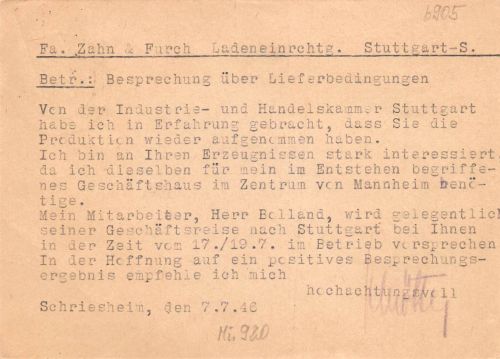 Schriesheim a.d.B. Postkarte von Kurt Schrötter gl1946 196.629