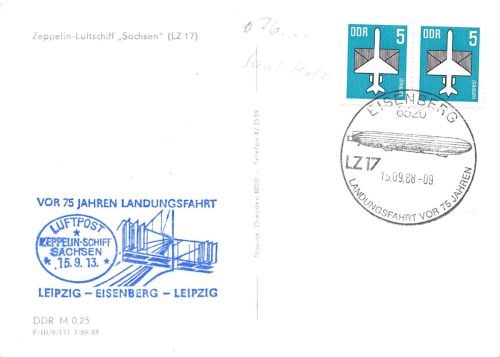 Zeppelin 75 Jahre Landungsfahrt LZ 17 Leipzig-Eisenberg ngl15.09.88 196.643