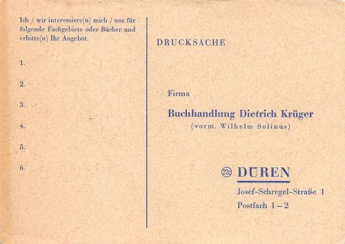 Düren Drucksache der Buchhandlung Dietrich Krüger ngl 196.644