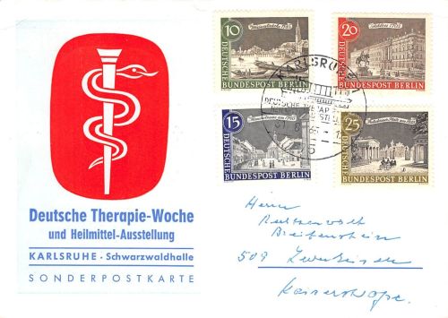 Karlsruhe Sonderpostkarte Therapie-Woche gl31.8.1665 196.646