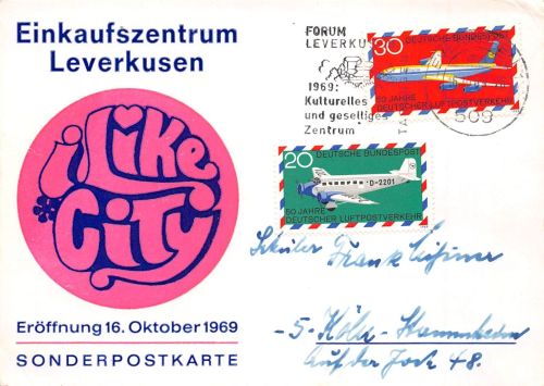 Leverkusen Sonderpostkarte Eröffnung Einkaufszentrum gl1969 196.649