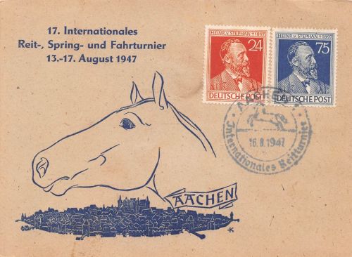 Aachen Postkarte 17. Reitturnier 1947 ngl16.8.1947 196.656