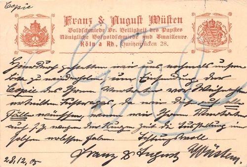 Köln Postkarte der Firma Wüsten Goldschmiede gl29.12.05 196.657