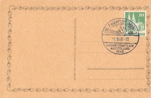 Frankfurt (Main) Sonderstempel Landw. Ausstellung 1948 ngl1.9.48 196.659