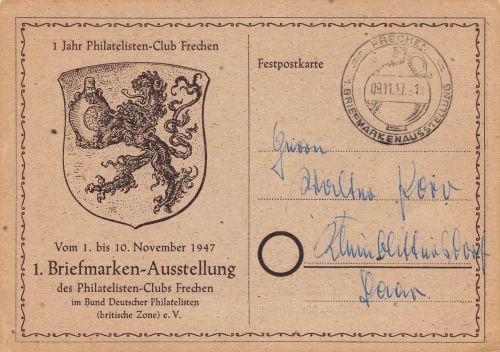 Frechen Briefmarken-Ausstellung 1947 gl09.11.47 196.665