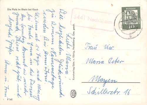 Nachtsheim Posthilfstempel gl25.7.62 196.666