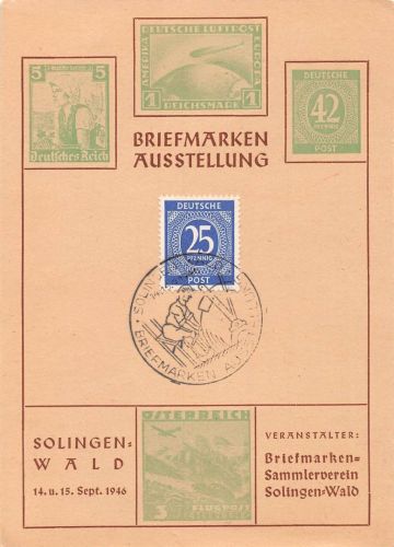 Solingen Postkarte Briefmarkenausstellung 1946 ngl 196.668