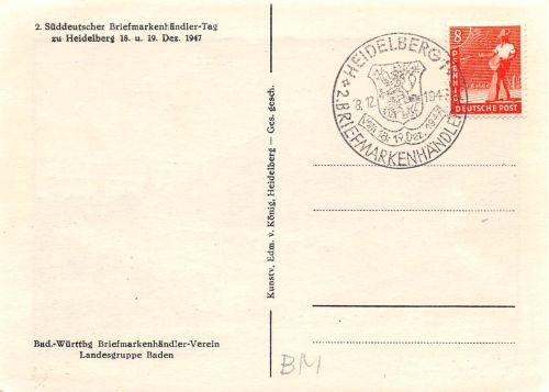 Heidelberg Briefmarken-Händler-Tag 1947 ngl 196.679