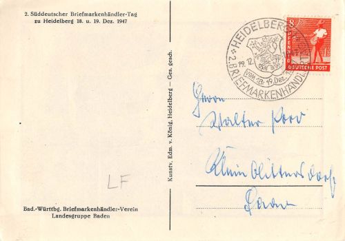 Heidelberg Briefmarken-Händler-Tag 1947 ngl 196.683