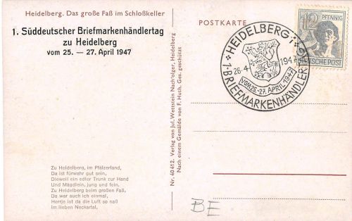 Heidelberg Briefmarken-Händler-Tag 1947 ngl 196.684