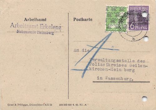 Heinsberg Postkarte vom Arbeitsamt gl1948 196.691