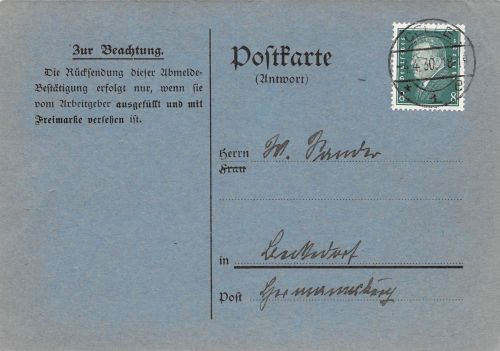 Celle Postkarte (Antwort) Abmelde-Karte gl1930 196.693