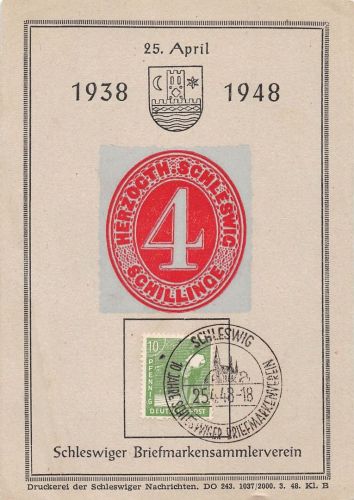 Schleswig Karte 10 Jahre Schleswiger Briefmarkenverein 1948 ngl 196.716