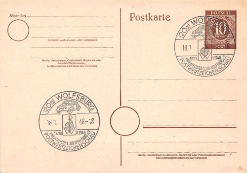 Wolsburg Stempel Postwertzeichenschau 1948 ngl 196.720
