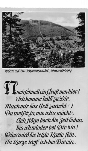 Wildbad im Schwarzwald Sommerberg mit Spruch gl1960 197.063