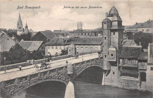 Bad Kreuznach Partie an der neuen Nahebrücke mit Zudruck gl1906 197.250